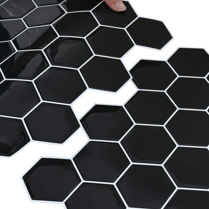 Hexagon flise 20 pcs Sort 30 x 30 cm Polyurethan og PET