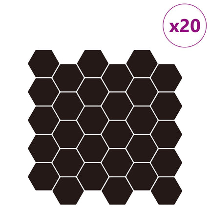 Hexagon flise 20 pcs Sort 30 x 30 cm Polyurethan og PET