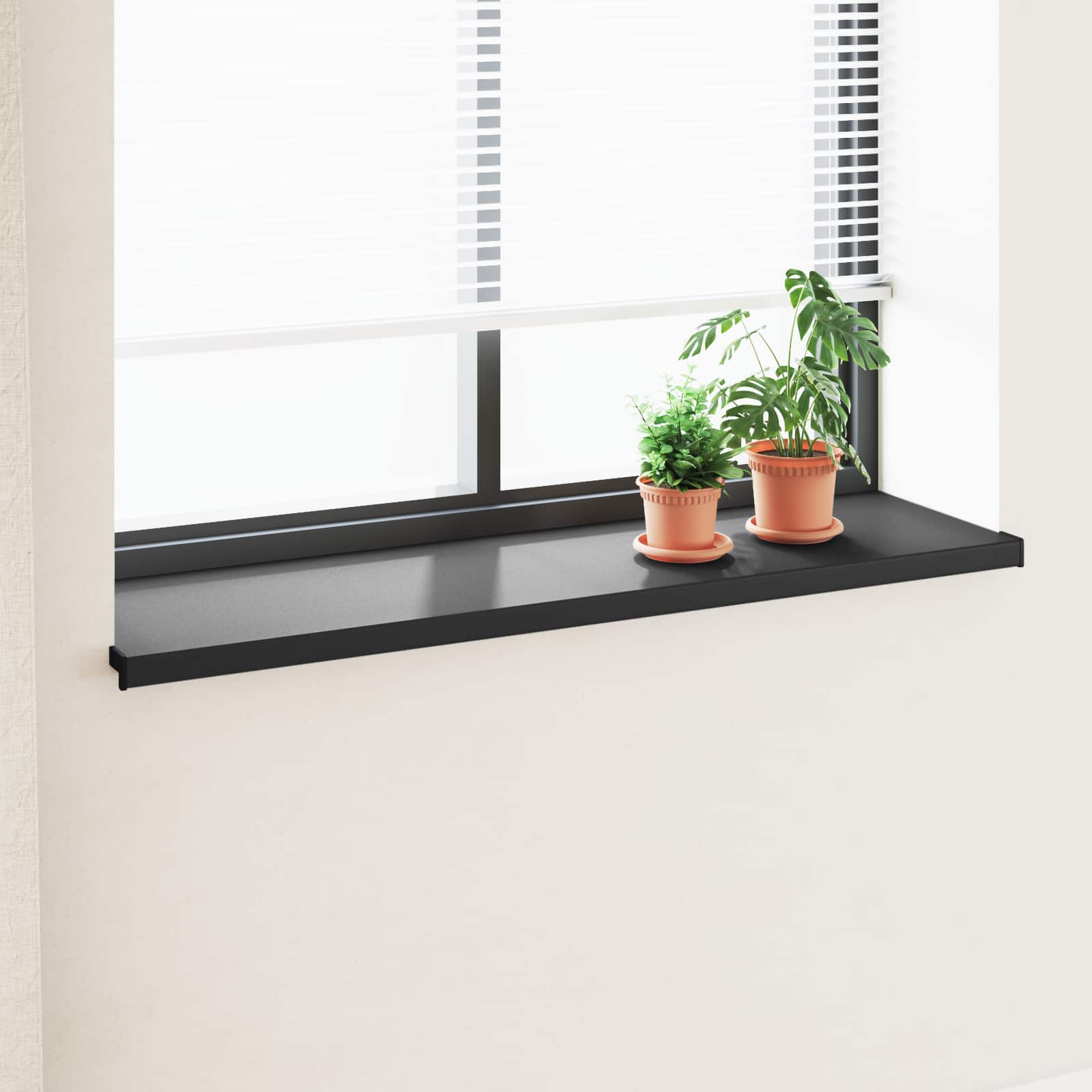 Vindueskarm Sort med træstruktur 160 x 40 x 4,5 cm PVC
