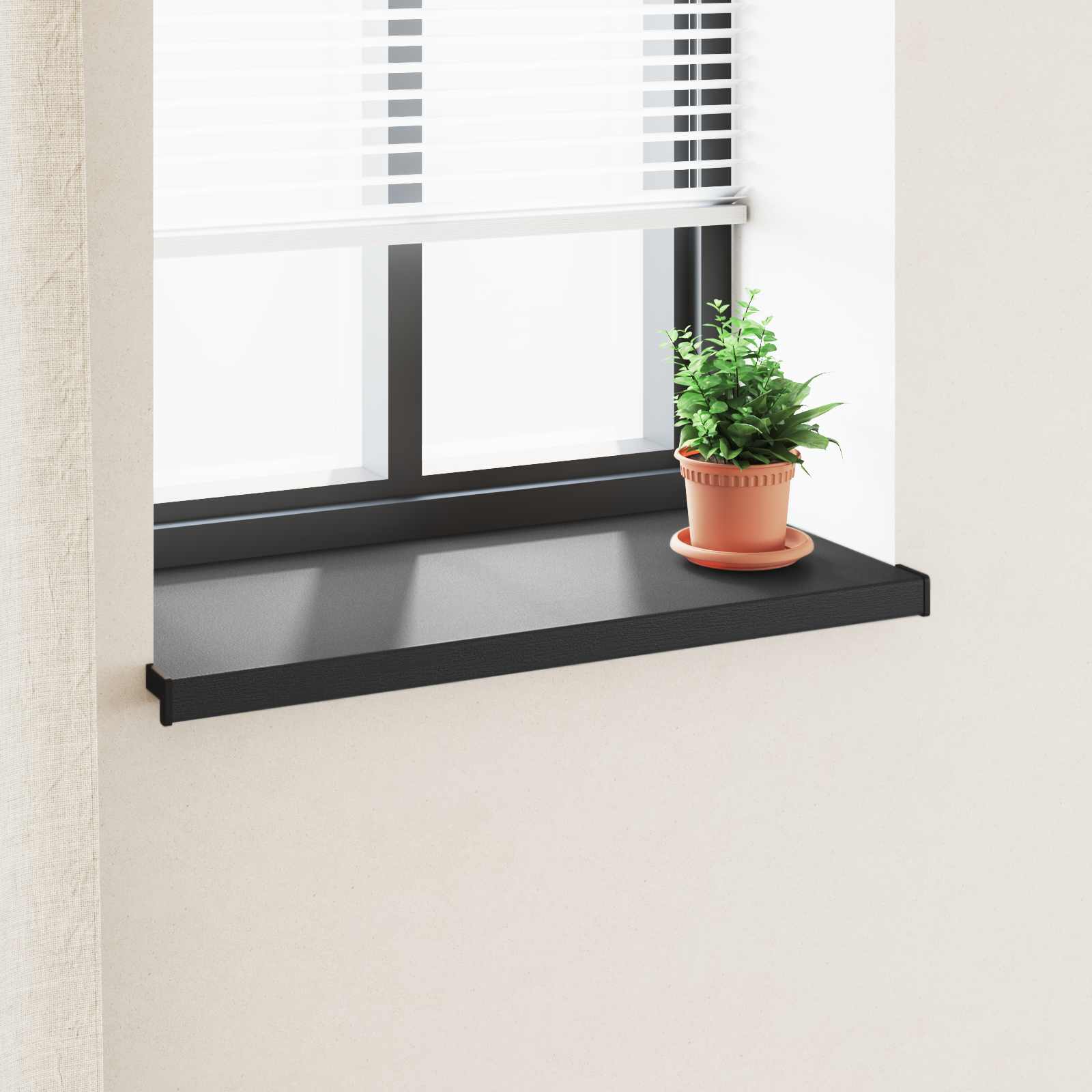 Vindueskarm Sort med træstruktur 60 x 45 x 4,5 cm PVC