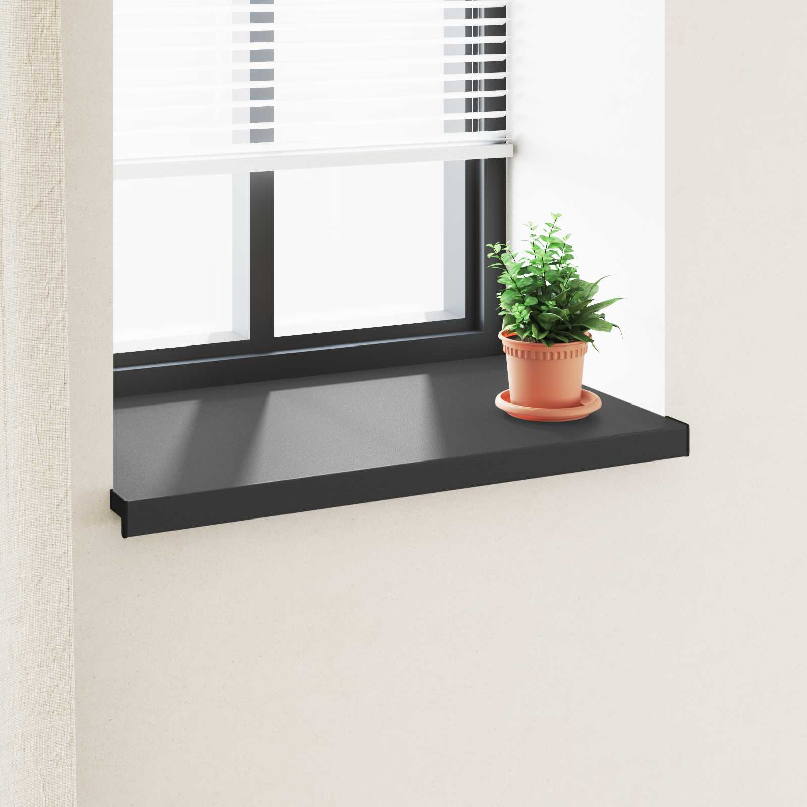 Vindueskarm Sort med træstruktur 80 x 50 x 4,5 cm PVC