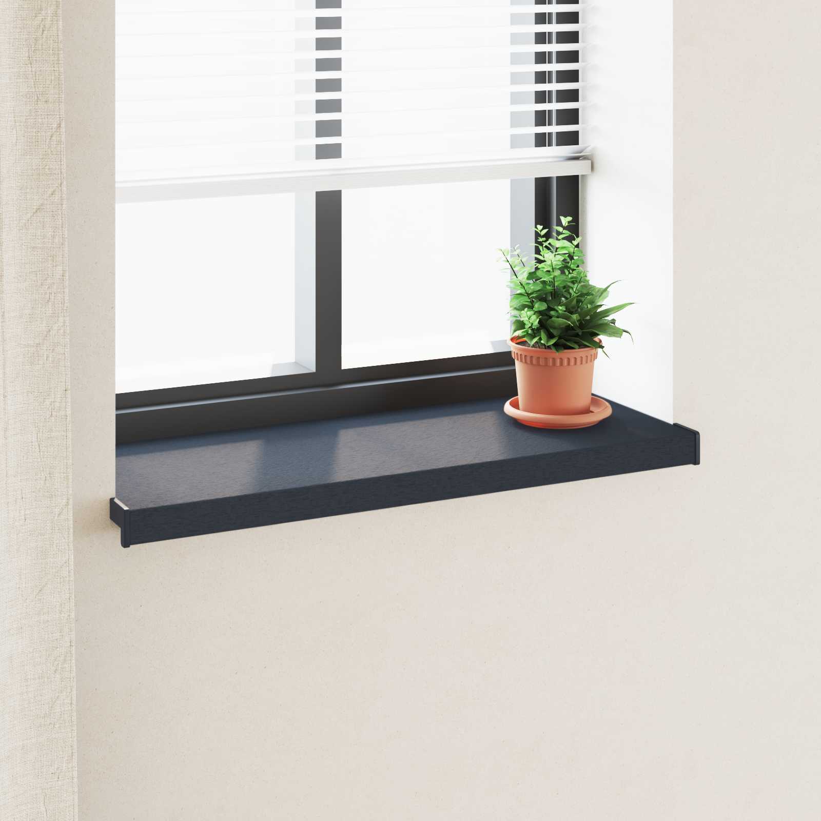 Vindueskarm Anthracit med træstruktur 80 x 35 x 4,5 cm PVC