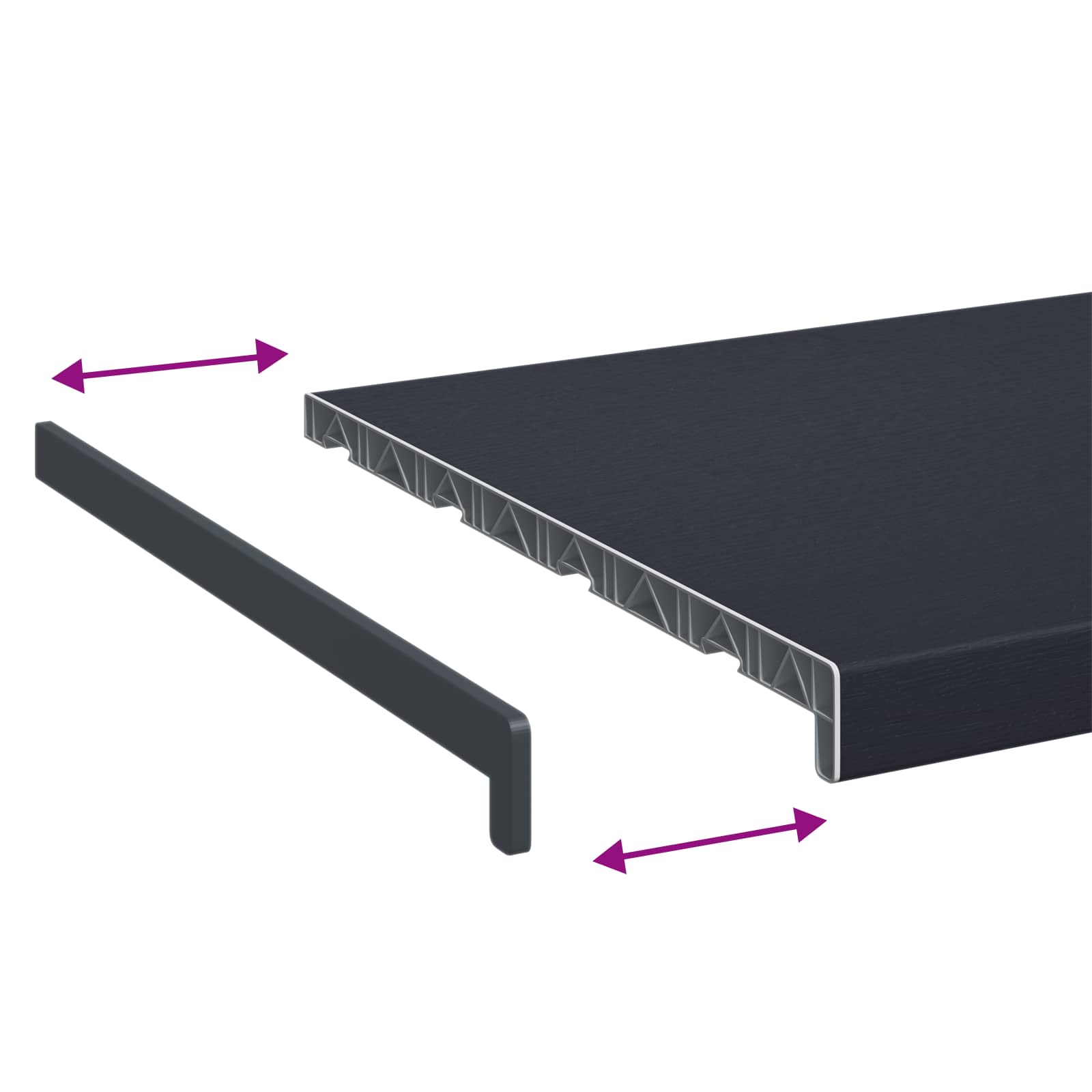 Vindueskarm Anthracit med træstruktur 120 x 45 x 4,5 cm PVC
