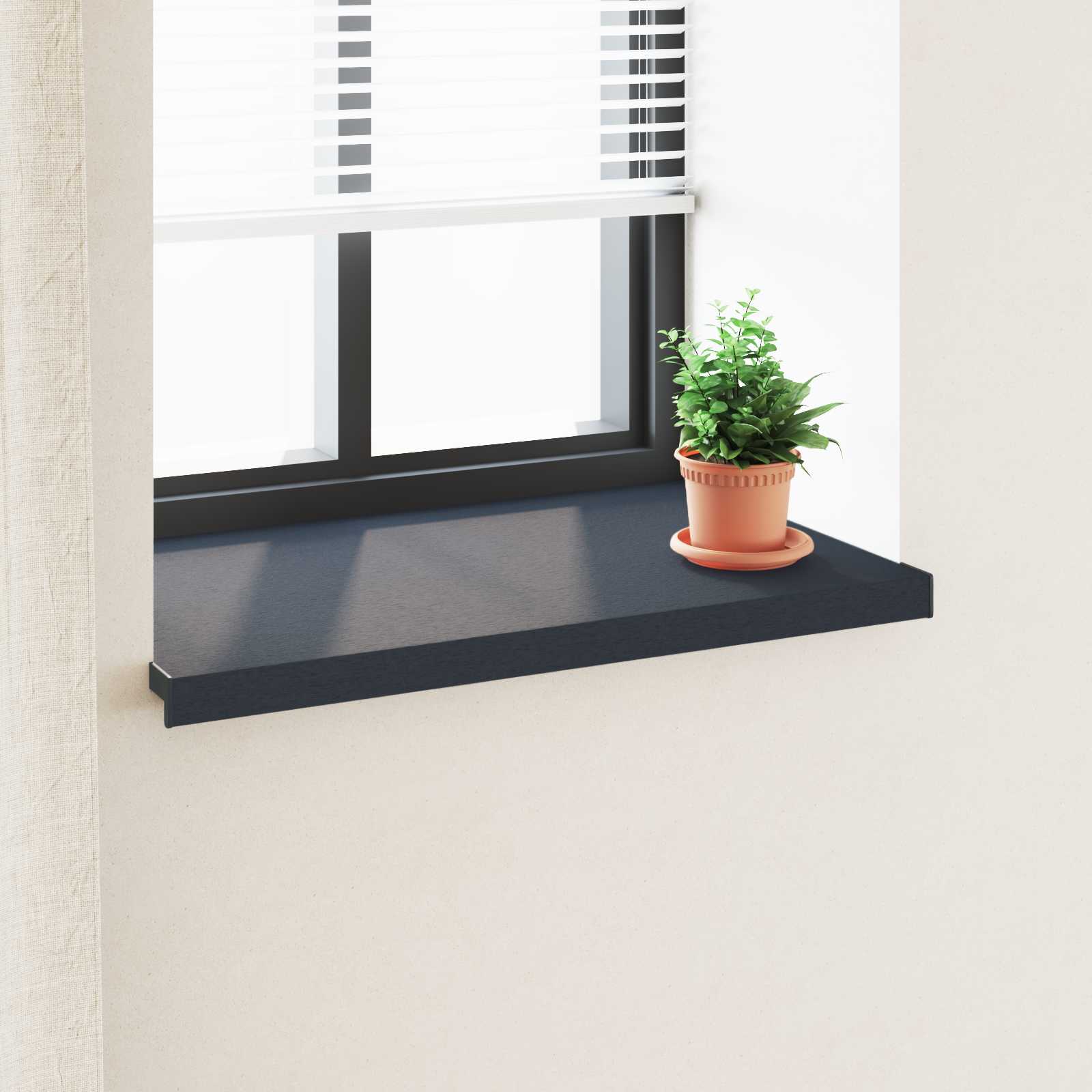 Vindueskarm Anthracit med træstruktur 100 x 50 x 4,5 cm PVC
