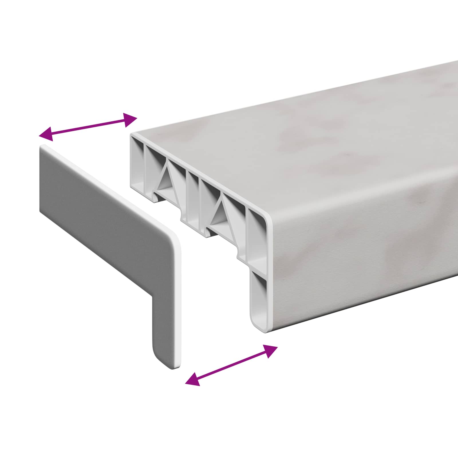 Vindueskarm Marmor tekstur 100 x 10 x 4,5 cm PVC