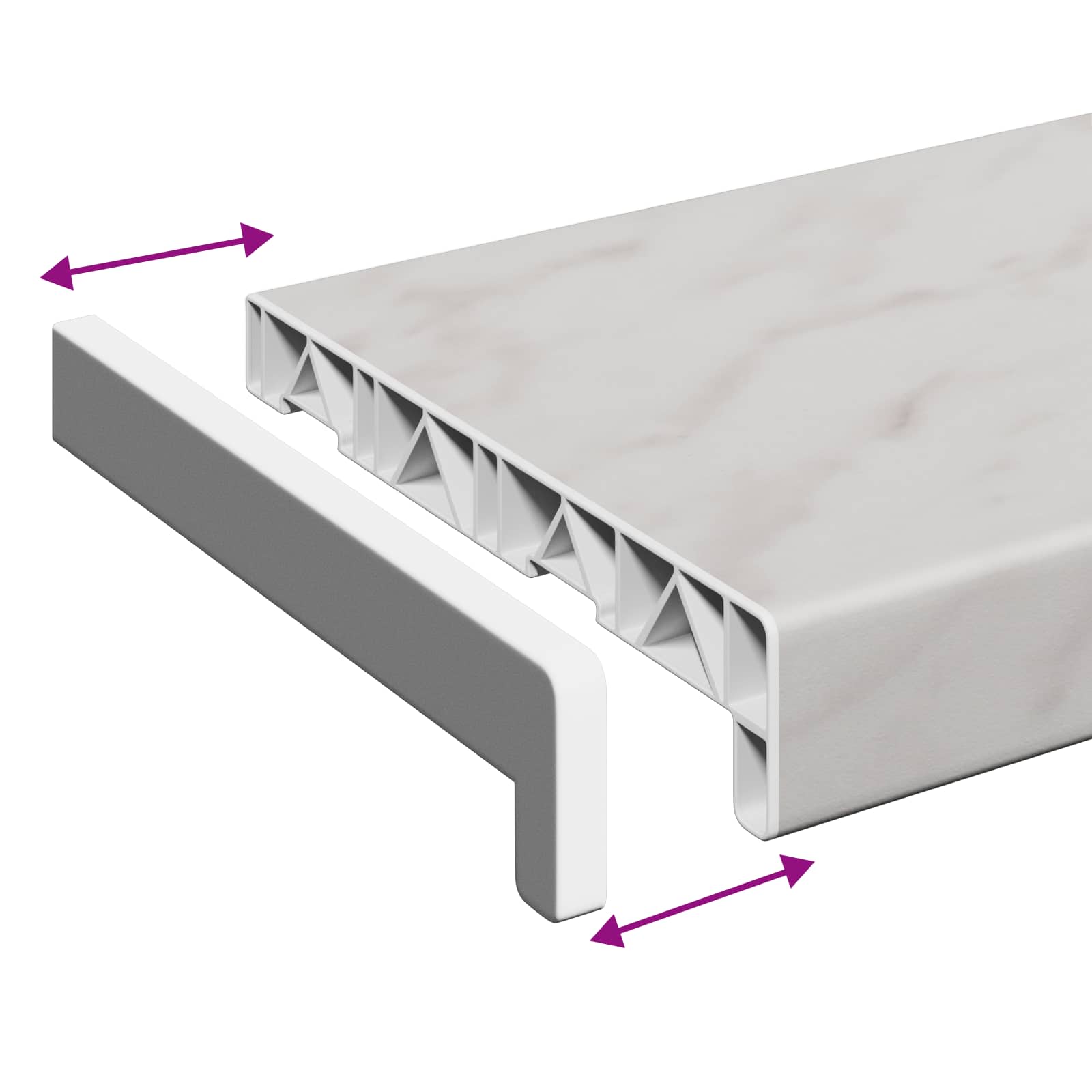 Vindueskarm Marmor tekstur 140 x 20 x 4,5 cm PVC