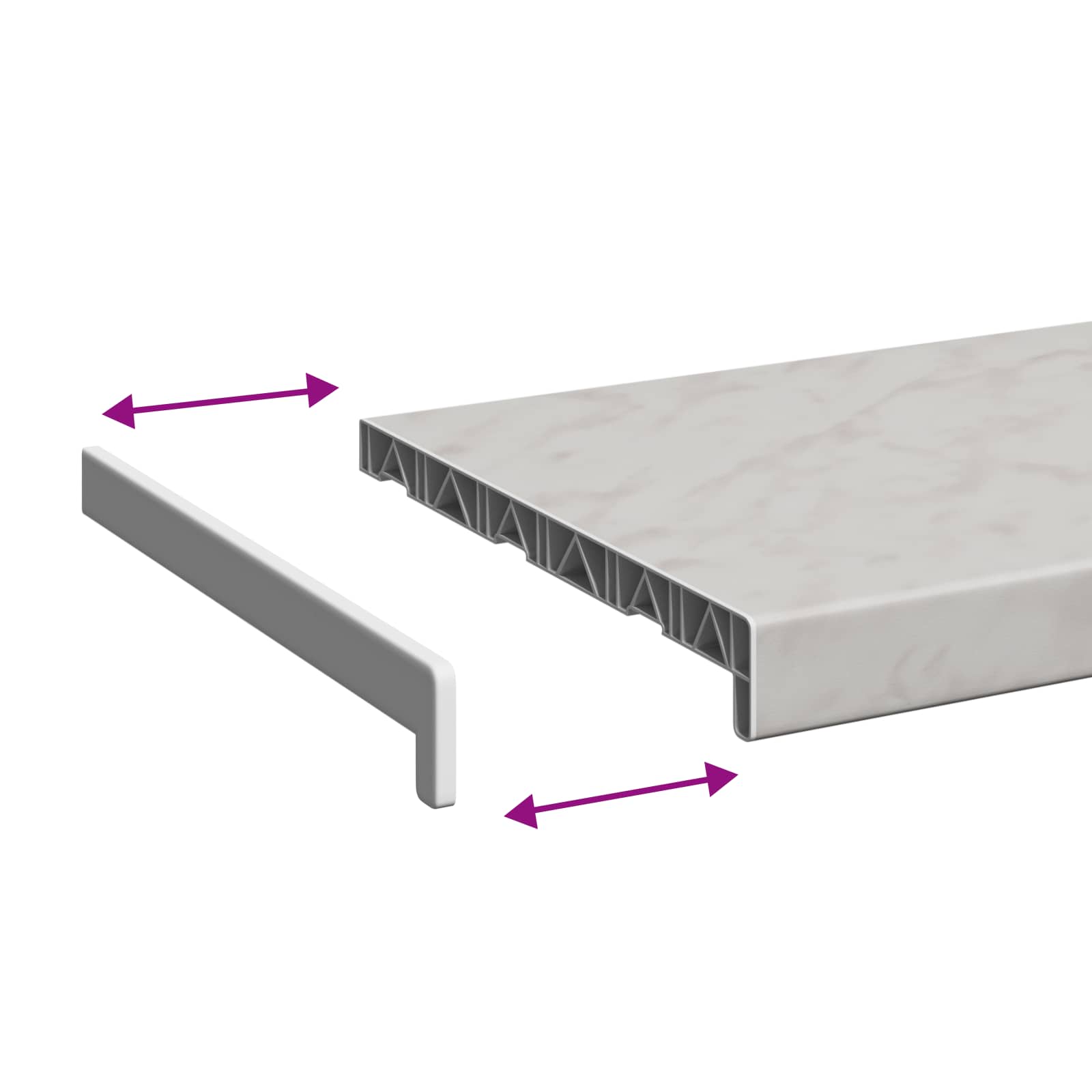 Vindueskarm Marmor tekstur 100 x 30 x 4,5 cm PVC