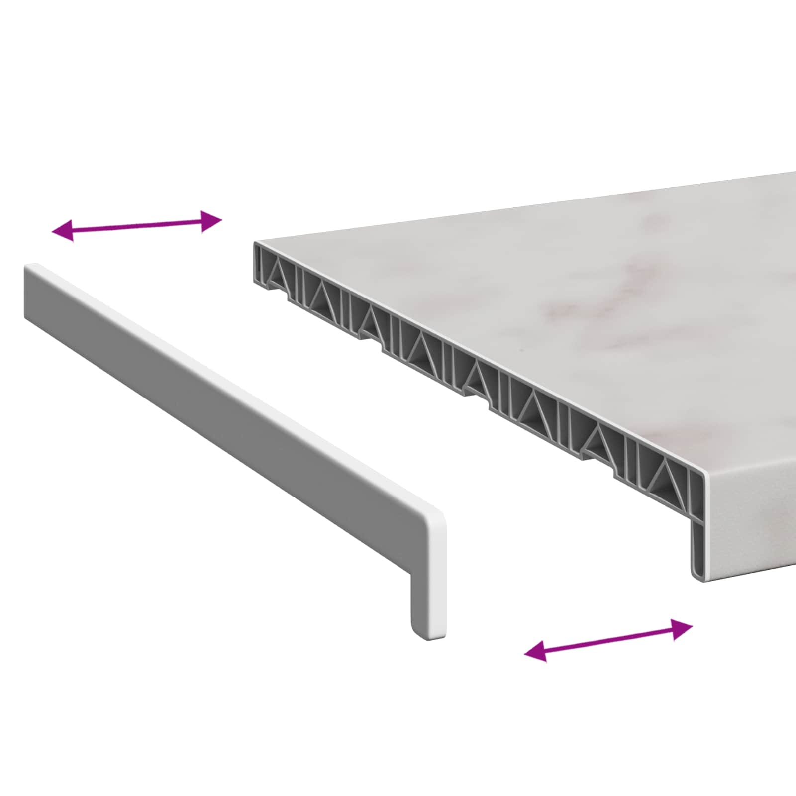 Vindueskarm Marmor tekstur 100 x 45 x 4,5 cm PVC