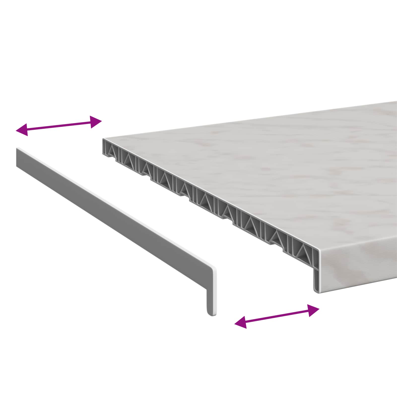 Vindueskarm Marmor tekstur 120 x 50 x 4,5 cm PVC