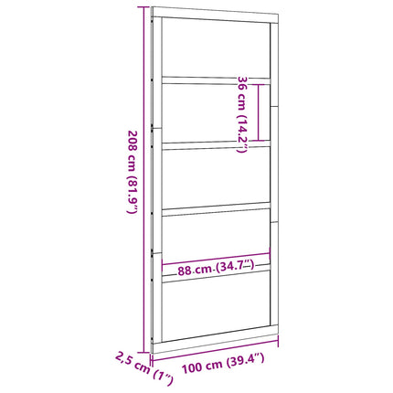 Ladedør Naturfarvet 100 x 2,5 x 208 cm Massivt fyrretræ