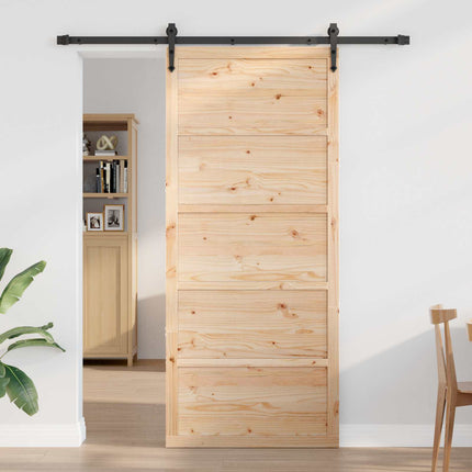 Ladedør Naturfarvet 80 x 2,5 x 208 cm Massivt fyrretræ