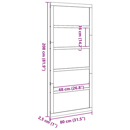 Ladedør Naturfarvet 80 x 2,5 x 208 cm Massivt fyrretræ