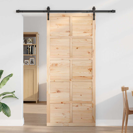 Ladedør Naturfarvet 100 x 2,5 x 208 cm Massivt fyrretræ
