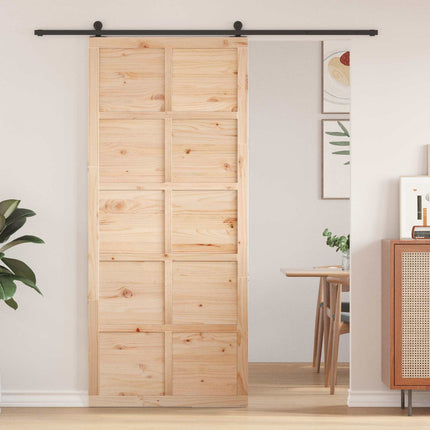 Ladedør Naturfarvet 80 x 2,5 x 208 cm Massivt fyrretræ