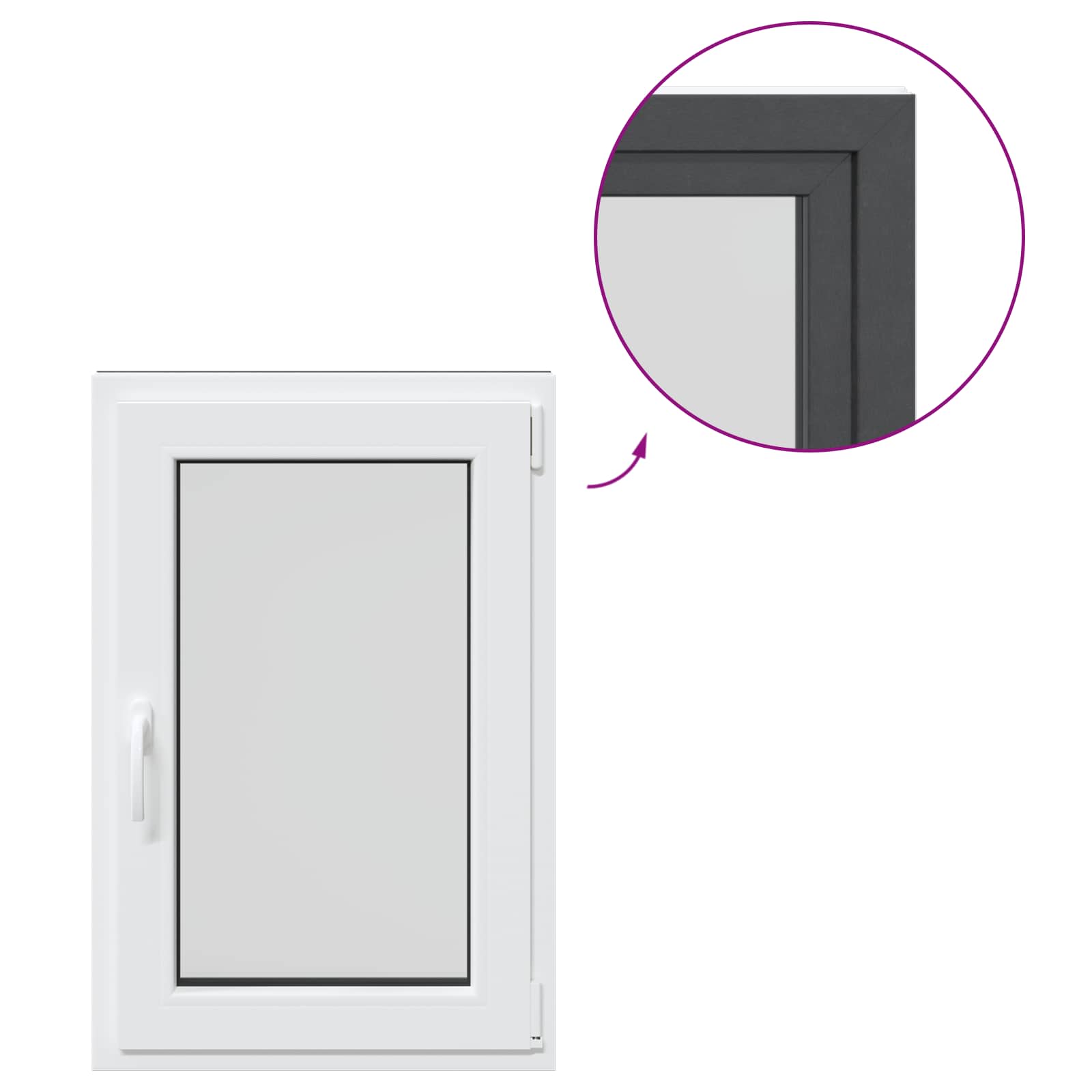 Kældervindue RISOR 60 x 90 cm PVC og glas Antracit
