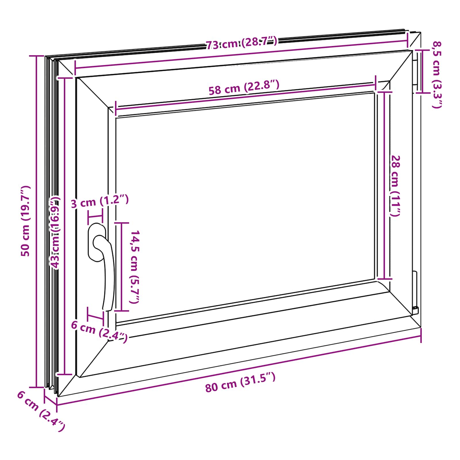 Kældervindue RISOR 60 x 100 cm PVC og glas Antracit