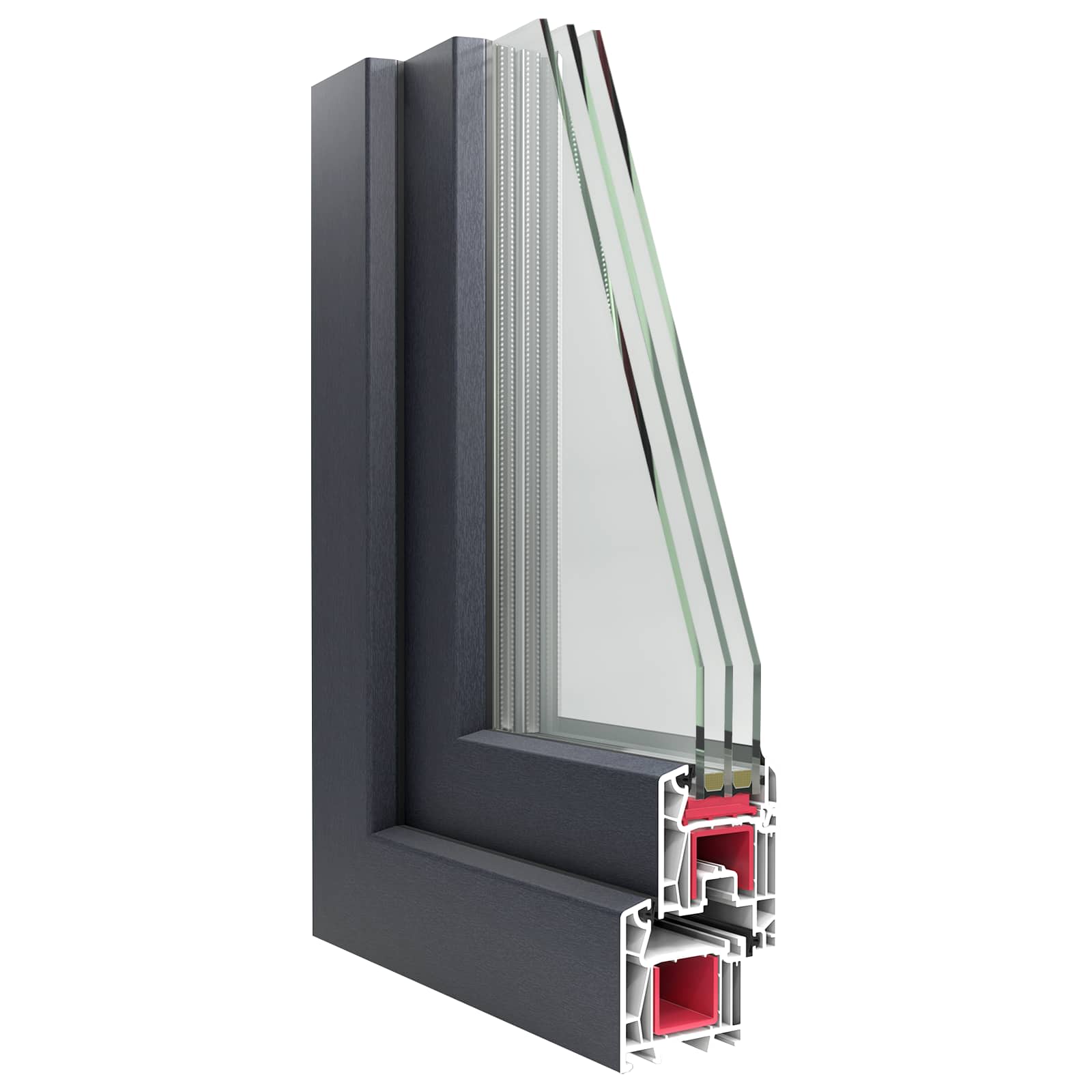 Kældervindue RISOR 100 x 60 cm PVC og glas Antracit