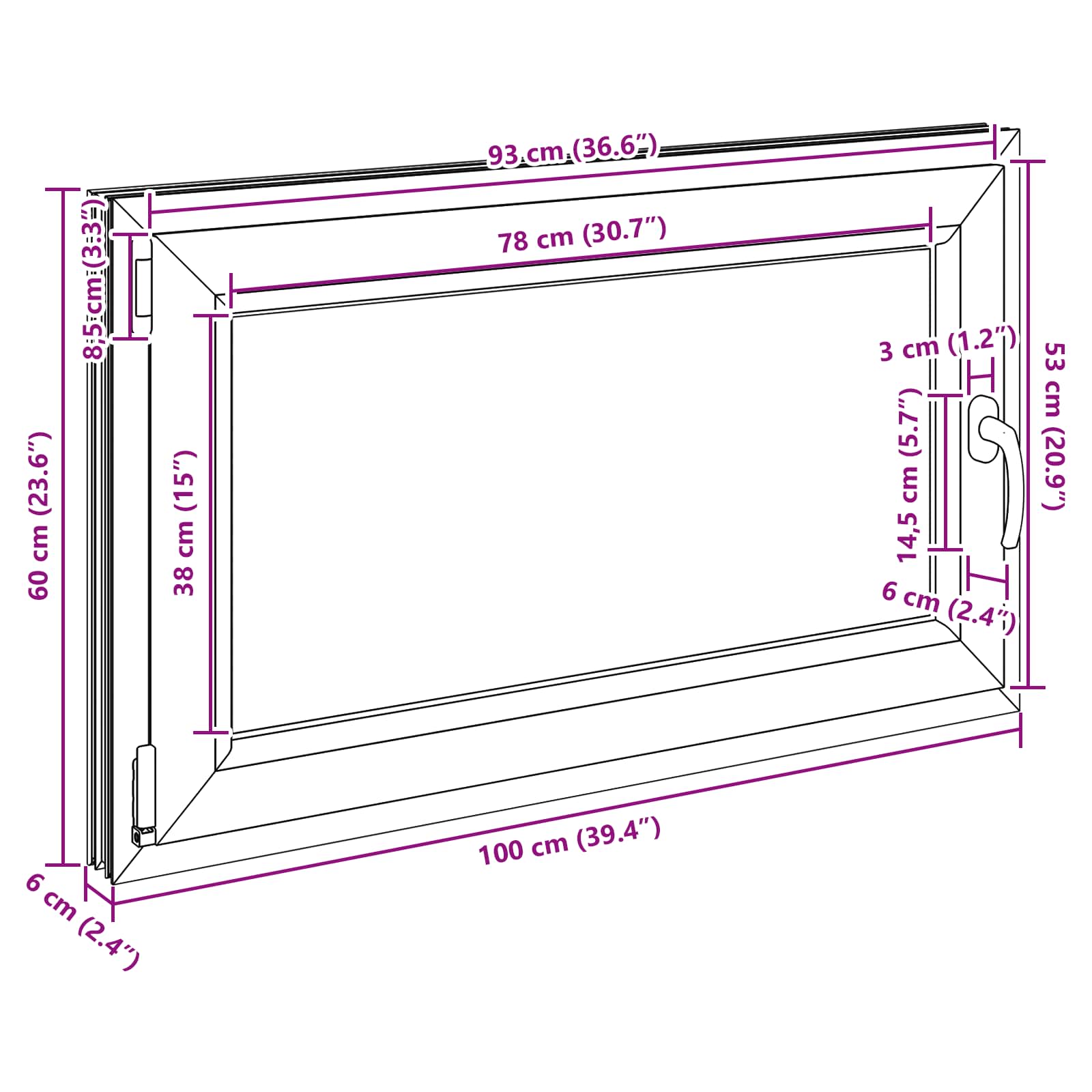 Kældervindue RISOR 100 x 60 cm PVC og glas Antracit