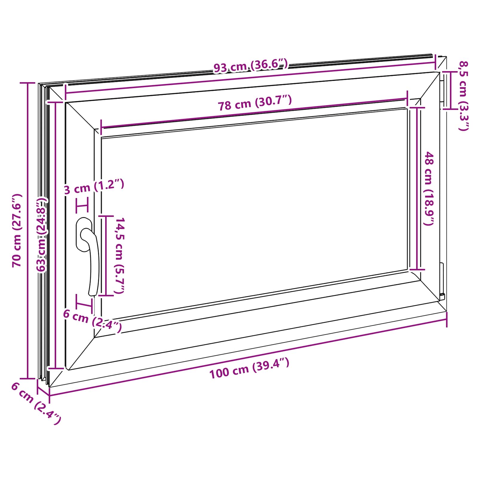 Kældervindue RISOR 100 x 70 cm PVC og glas Antracit