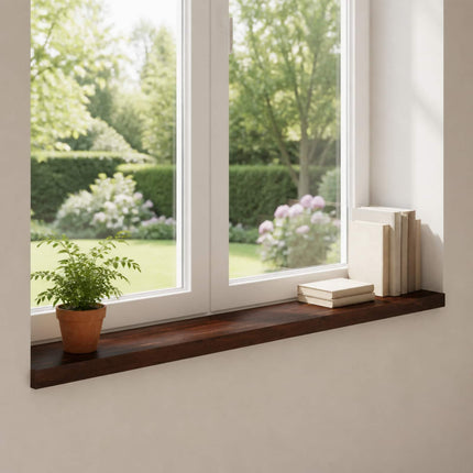 Vindueskarme 2 stk. Mørk Brun 120 x 20 x 2 cm Solid bøg