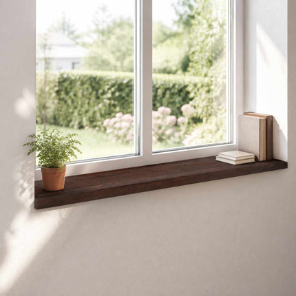 Vindueskarme 2 stk. Mørk Brun 140 x 25 x 2 cm Solid bøg