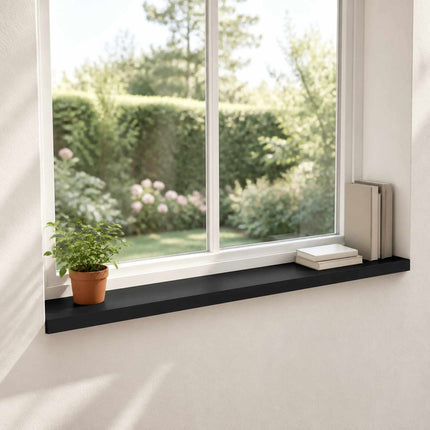 Vindueskarme 2 stk. Sort 120 x 20 x 2 cm Solid bøg