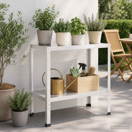Plantebord 100 x 40 x 80 cm Pulverlakeret stål Hvid