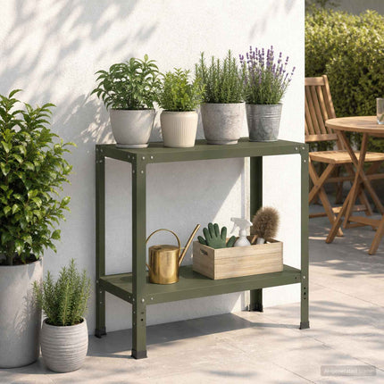 Plantebord 100 x 40 x 80 cm Pulverlakeret stål Olivengrøn