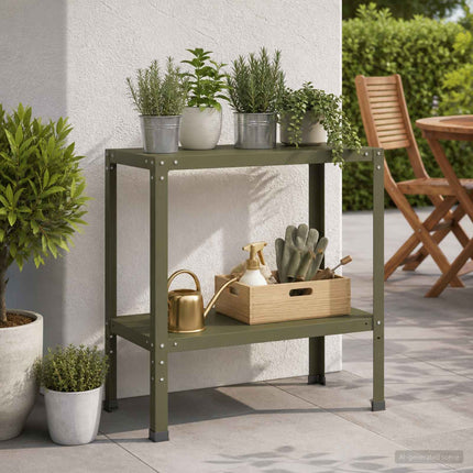 Plantebord 80 x 40 x 80 cm Pulverlakeret stål Olivengrøn