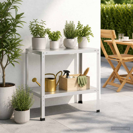 Plantebord 80 x 50 x 80 cm Pulverlakeret stål Hvid