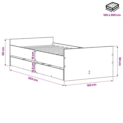 Sengestel Sort eg 100 x 200 cm Konstrueret træ