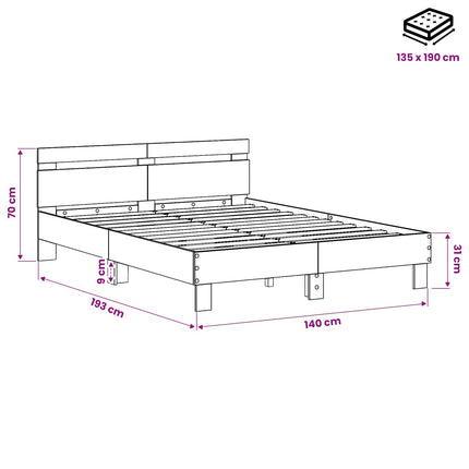Sengestel Artisan-eg 135 x 190 cm Konstrueret træ