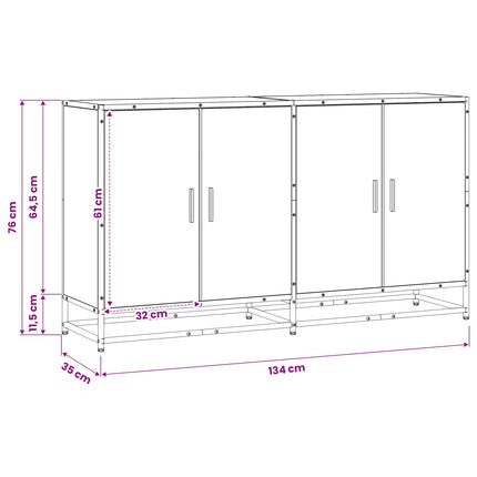 Sideboard Gammelt træ 134 x 35 x 76 cm Konstrueret træ