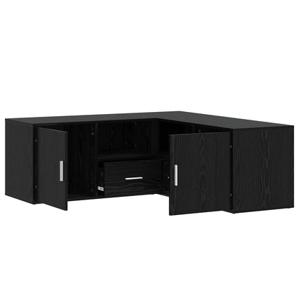 Hjørneskab med skuffe Sort eg 200 x 40 x 45 cm Konstrueret træ