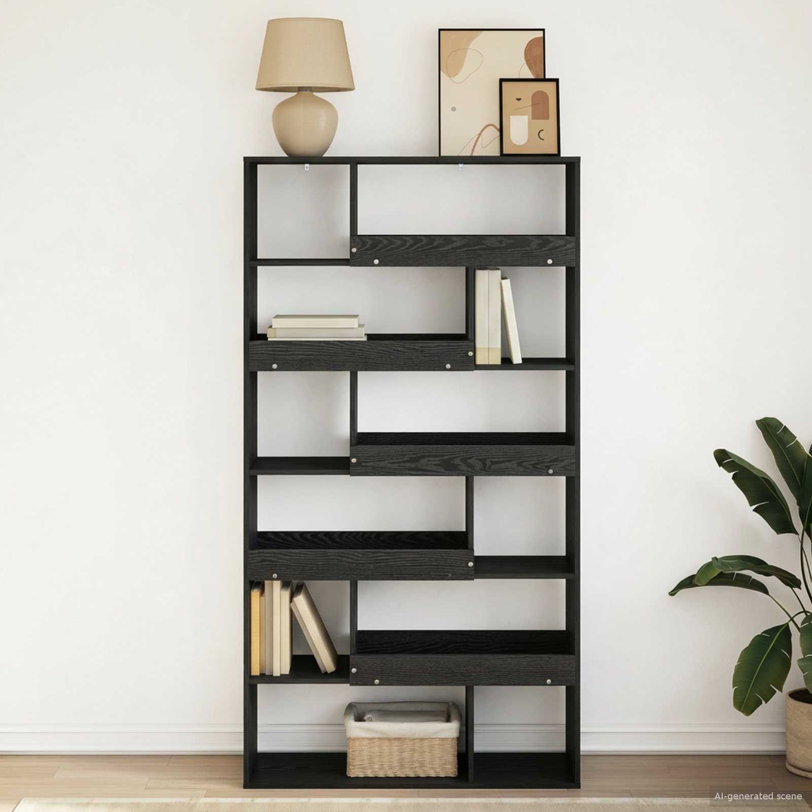 vidaXL Boghylde 100 x 33 x 156,5 cm Konstrueret træ Sort eg