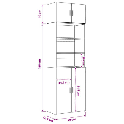 Opbevaringsskab med hylder Gammelt træ 70 x 42,5 x 225 cm