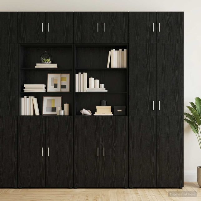 Opbevaringsskab med hylder Sort eg 70 x 42,5 x 225 cm