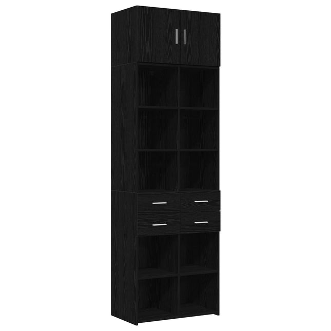 Opbevaringsskab med hylder Sort eg 70 x 42,5 x 225 cm