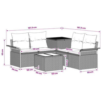 Sofa Sæt 6 stk. 4-Antal sæder Beige og cremehvid