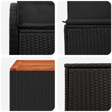Sofa Sæt 6 stk. Sort Poly Rattan og Stål
