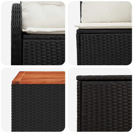 Sofa Sæt 6 stk. Sort og Cremehvid Poly Rattan og Stål