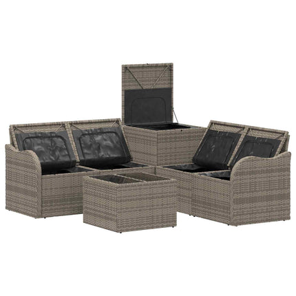 Sofa Sæt 6 stk. Grå og Mørkegrå Poly Rattan og Stål