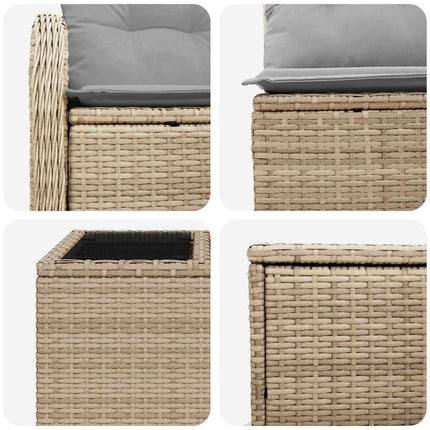 Sofa Sæt 6 stk. Beige og lys grå Poly Rattan og Stål