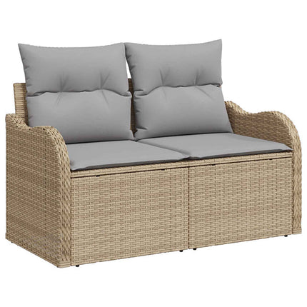 Sofa Sæt 6 stk. Beige og lys grå Poly Rattan og Stål