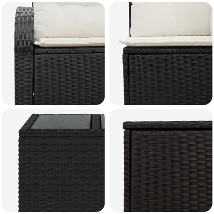 Sofa Sæt 6 stk. Sort og Cremehvid Poly Rattan og Stål