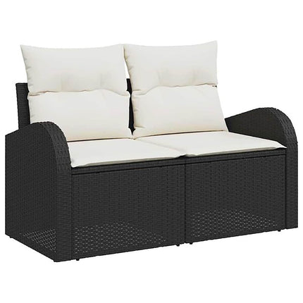 Sofa Sæt 6 stk. Sort og Cremehvid Poly Rattan og Stål