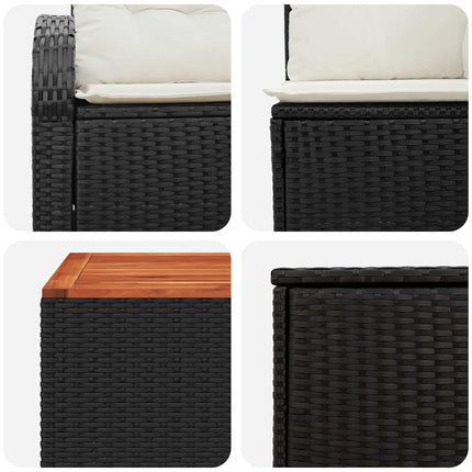 Sofa Sæt 6 stk. Sort og Cremehvid Poly Rattan og Stål