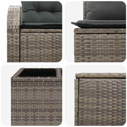 Sofa Sæt 6 stk. Grå og Mørkegrå Poly Rattan og Stål