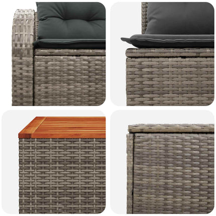 Sofa Sæt 6 stk. Grå og Mørkegrå Poly Rattan og Stål