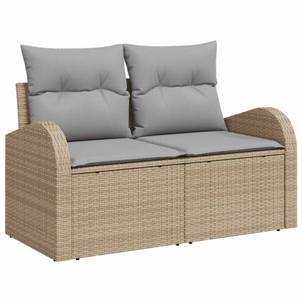 Sofa Sæt 6 stk. Beige og lys grå Poly Rattan og Stål